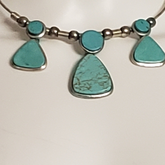 Antique Turquoise Statement & Silver Tone Necklace. - Picture 2 of 10